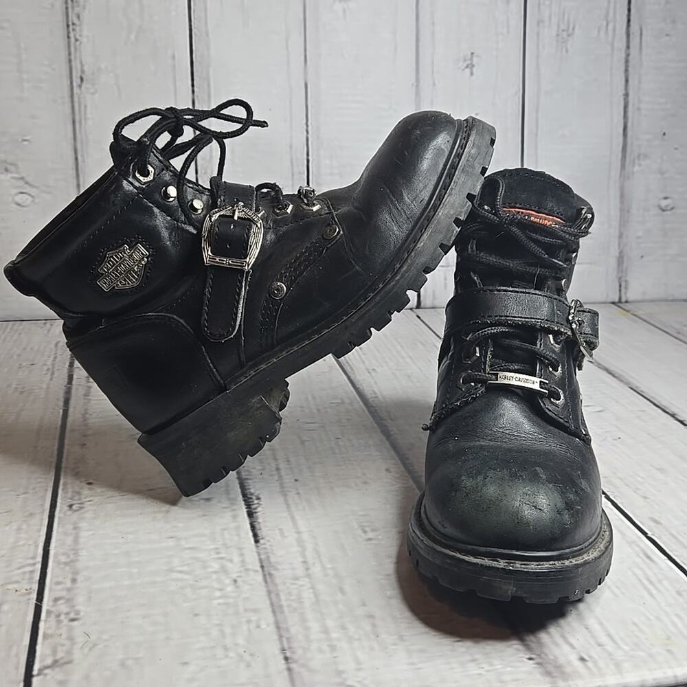 Harley Davidson Faded Glory Boots Women's Size 8.5 Black Leather Buckle 81024 - Picture 10 of 14